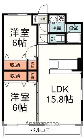 メゾンウーノB棟(2LDK/2階)の間取り写真