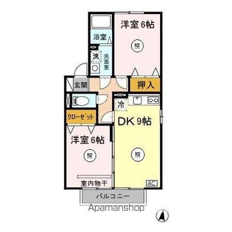 シャルル アモリ A/B(2DK/2階)の間取り写真