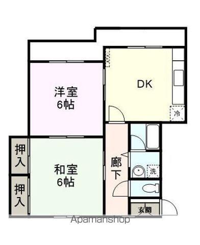 メゾンリネエール(2DK/2階)の間取り写真