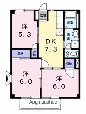 ドミールマイン(3DK/2階)の間取り写真