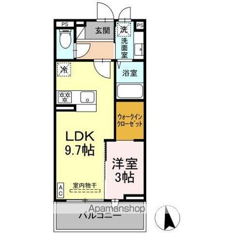 GLICINA(1LDK/3階)の間取り写真