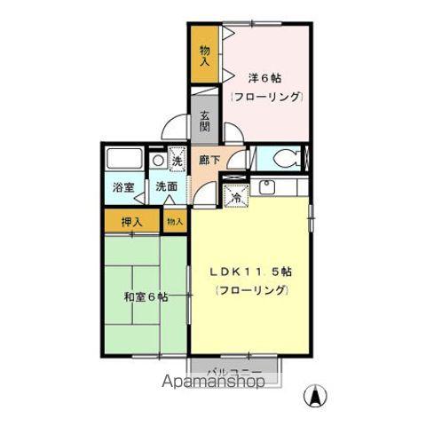 ヴェルドミールM棟(2LDK/1階)の間取り写真