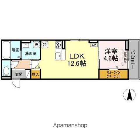 東北本線 盛岡駅 バス乗車時間：11分 イオン盛岡南ＳＣバス停で下車 徒歩11分 3階建 築2年(1LDK/3階)の間取り写真