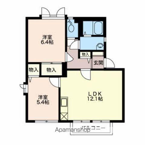 メゾンクレール原2(2LDK/1階)の間取り写真