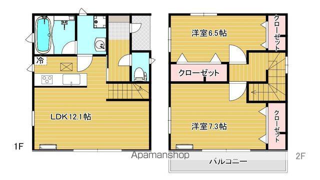 石巻線 渡波駅 徒歩19分 2階建 築12年(2LDK)の間取り写真