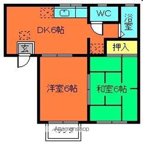 田中ハイツ A棟(2DK/2階)の間取り写真