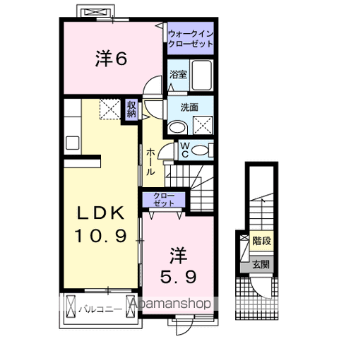 アムール(2LDK/2階)の間取り写真