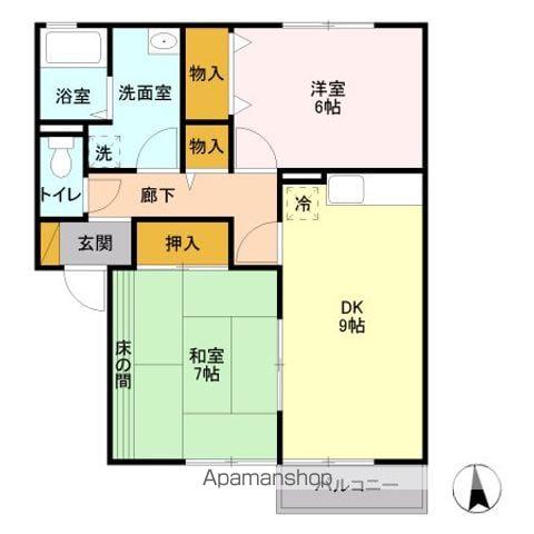 スカイコート野村 A棟(2DK/1階)の間取り写真