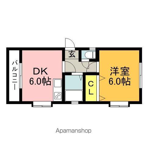 パサージュ新町(1DK/2階)の間取り写真