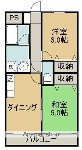 ベルメール中府(2DK/3階)の間取り写真