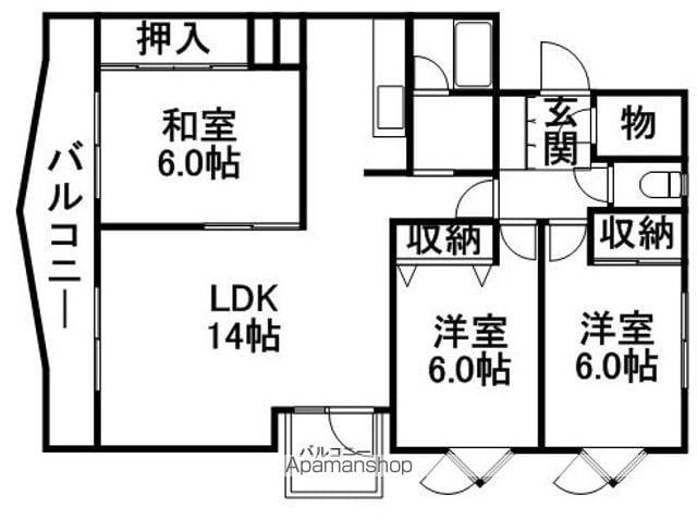 つくしハイツB(3LDK/3階)の間取り写真