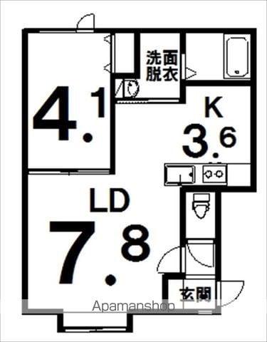 カリーノ(1LDK/1階)の間取り写真