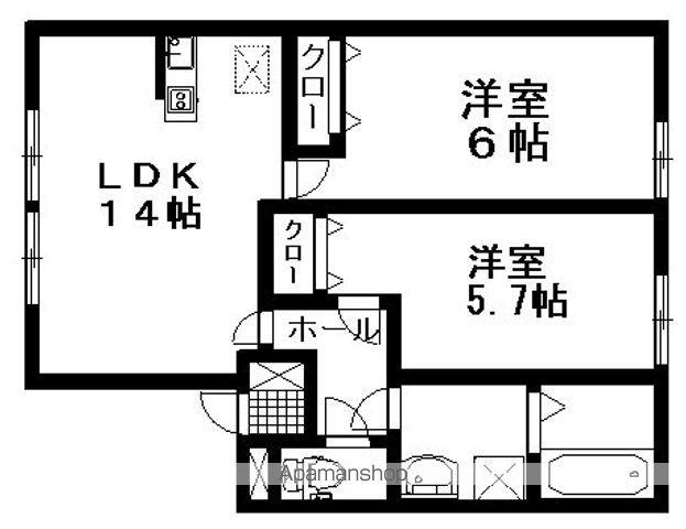 ルラリオ(2LDK/1階)の間取り写真
