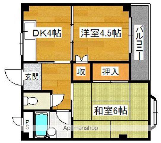 千萩マンションC(2DK/2階)の間取り写真