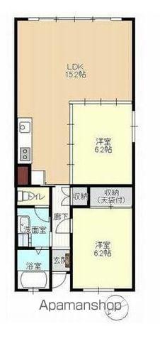 グリーンヒル新宿(2LDK/7階)の間取り写真