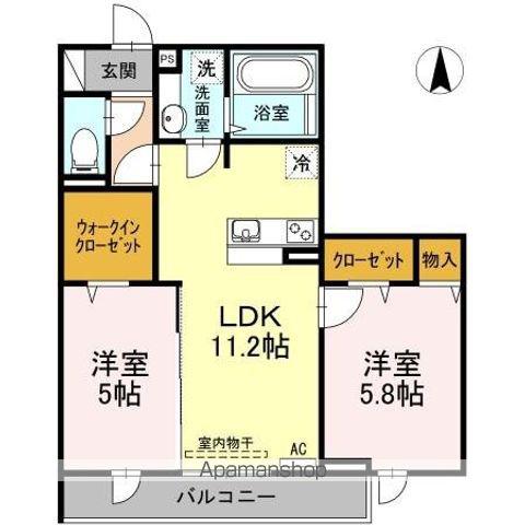 ゼファーコートⅡ(2LDK/3階)の間取り写真