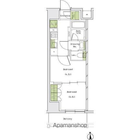 ザ・パークハビオ名古屋松原(2K/5階)の間取り写真