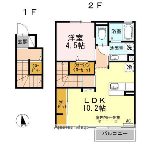 ベル・ラフィーネ(1LDK/2階)の間取り写真
