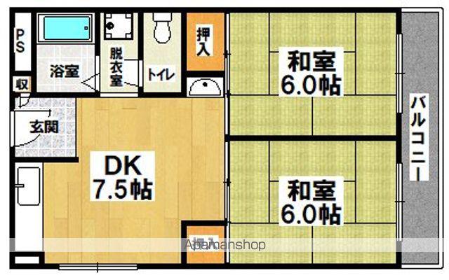 プレンティハイツ綾園(2DK/3階)の間取り写真