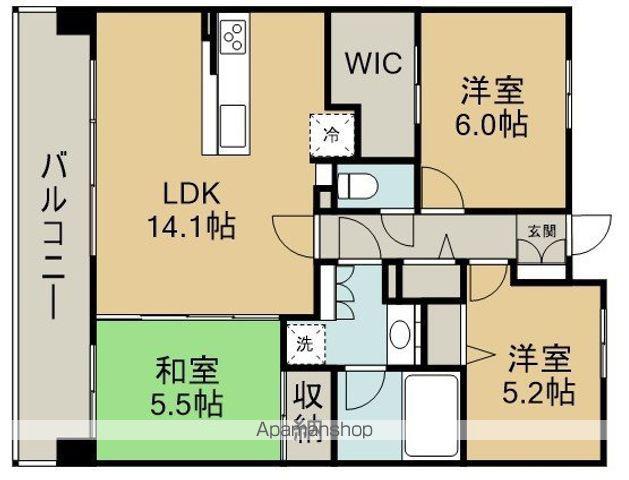 レーベンリヴァーレ坂戸リッツ(3LDK/11階)の間取り写真