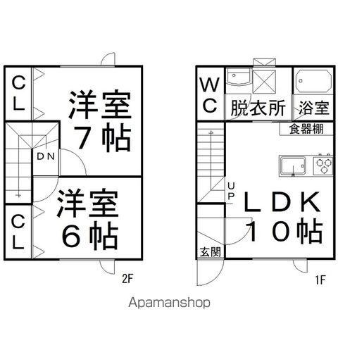 ハッピー北央A(2LDK/1階)の間取り写真