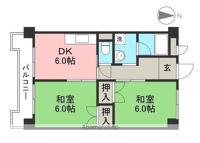 コーポ山崎(2DK/4階)の間取り写真