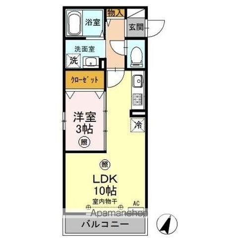 メルヴェーユ八潮中央B(1LDK/3階)の間取り写真