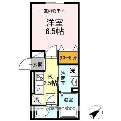 クレール藤沢2(1K/1階)の間取り写真
