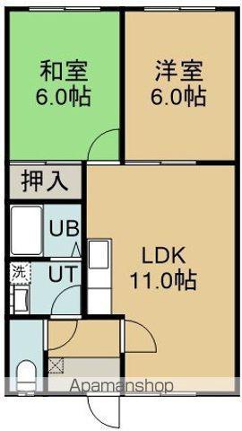 コーポ函館Ⅲ(2LDK/2階)の間取り写真