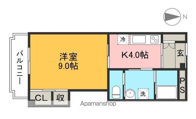 クオリア上街 鷹城館(1K/5階)の間取り写真