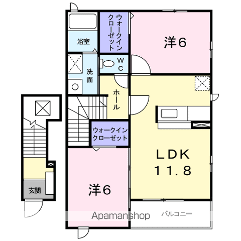 ブライトハウス(2LDK/2階)の間取り写真