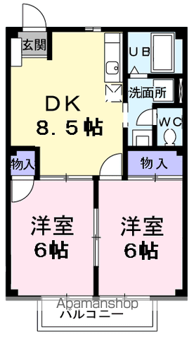 ニューシティ原島(1LDK/1階)の間取り写真