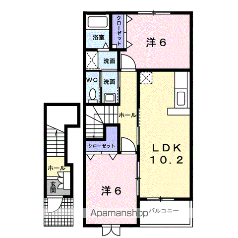 アーバン・コートА(2LDK/2階)の間取り写真