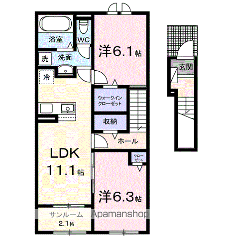 ホップⅣ(2LDK/2階)の間取り写真