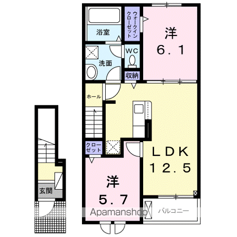 モマン ドゥ マノワール(2LDK/2階)の間取り写真