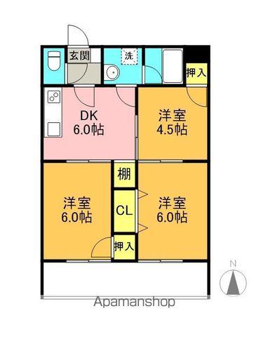 シャトーシャルマン(3DK/6階)の間取り写真