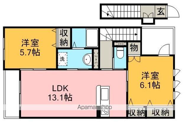 ワースファミリア・ユー(2LDK/2階)の間取り写真