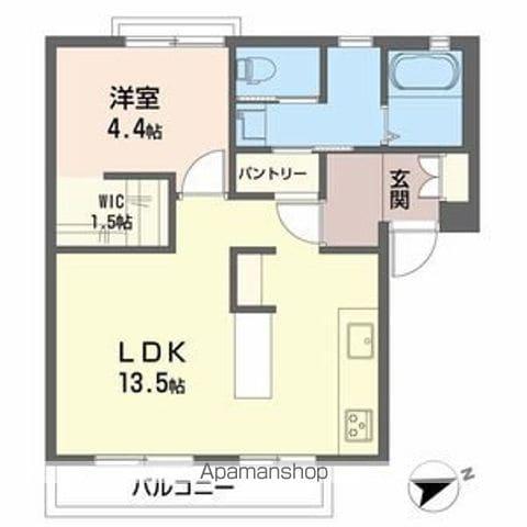 ヴァン・ヴェール(1LDK/2階)の間取り写真