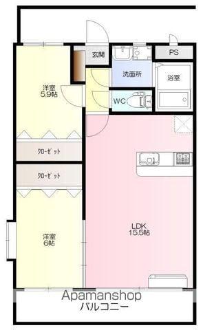 ジュネス西石井(2LDK/3階)の間取り写真