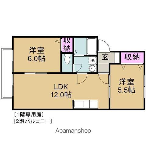 コーポ・ミラージュ(2LDK/1階)の間取り写真