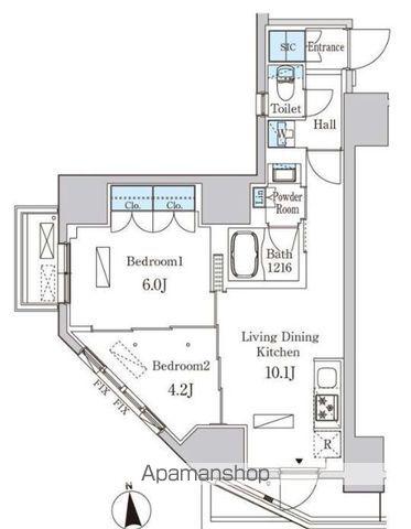ルジュール神田須田町(2LDK/8階)の間取り写真