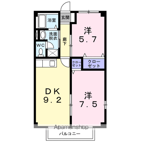 NEW CITY森本Ⅱ(2DK/2階)の間取り写真