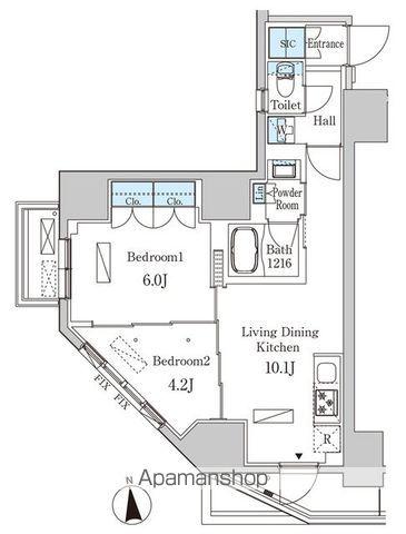 ルジュール神田須田町(2LDK/11階)の間取り写真