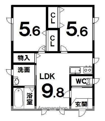 根室本線 柏林台駅 バス乗車時間：99分 上士幌バス停で下車 徒歩10分 1階建 築11年(2DK)の間取り写真