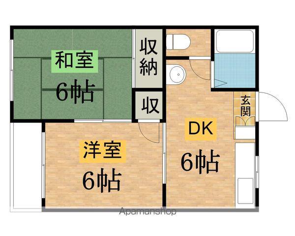 セントヴィラ柚木(2DK/2階)の間取り写真