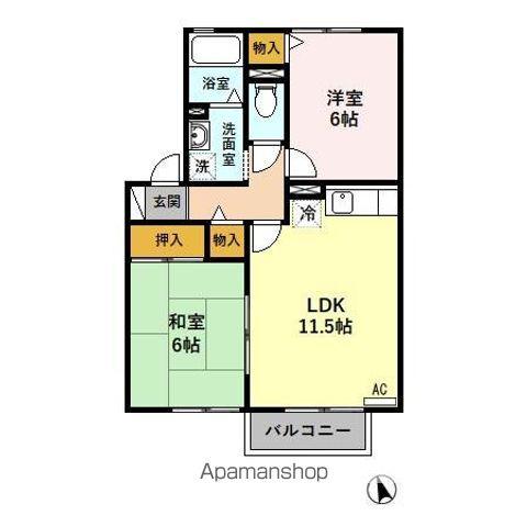 クレセントヴィラ日置江 A(2LDK/1階)の間取り写真
