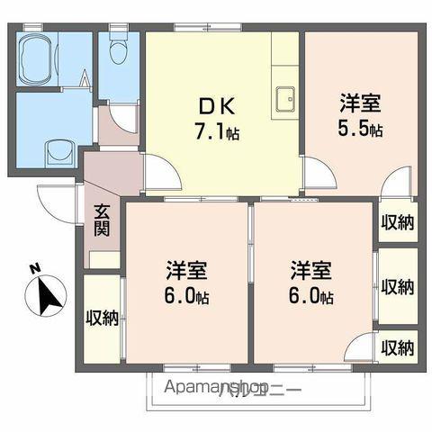 グリーンハイツFUJII B棟(3DK/2階)の間取り写真