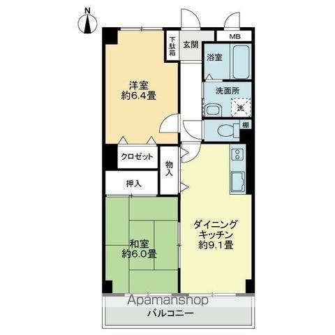 フィネス紅陽(2DK/3階)の間取り写真