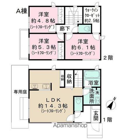 京成電鉄松戸線 松戸新田駅 徒歩16分 2階建 築1年(3LDK)の間取り写真