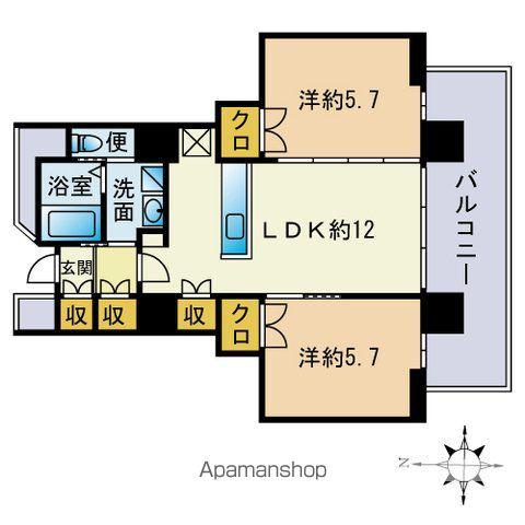 ハビテ下到津(2LDK/7階)の間取り写真